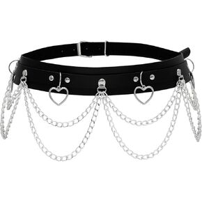 حزام جلد PU أسود من Sacina Heart، حزام Emo، حزام Punk، حزام Grunge، حزام قوطي، إكسسوارات Goth، إكسسوارات Punk، إكسسوارات الأزياء