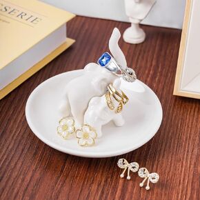 Elephant Ring Holder Jewelry Dish, Ceramic Elephant Decor Jewelry Holder, Elephant Gifts for Women Birthday Engagement Wedding