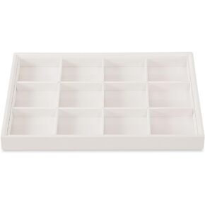 Jewelry Tray, Organizer for Ring Earring Necklace Pendants Bracelet Stackable Showcase Display (brown, 12 Grids Tray)