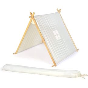 Trademark Innovations 3.3' Canvas A-Frame Teepee With Carry Case - Customizable Canvas Fabric (White)