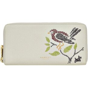 RADLEY London Embroidery Bird Large Zip-Around Continental Wallet, Open Gray