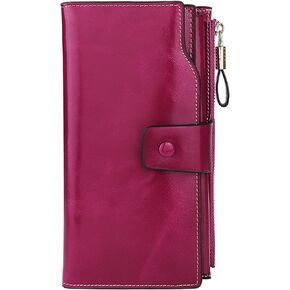Uromee Wallet Women Genuine Leather RFID Blocking Large Ladies Purse Card Holder Organizer Clutch