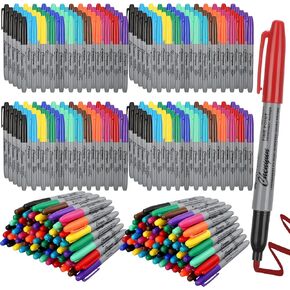 Teling 288 Pcs 12 Colors Permanent Markers Fine Colored Markers Assorted Colors Marker Pens Waterproof Works on Paper, Plastic, Wood, Metal and Glass for Adult Coloring Doodling