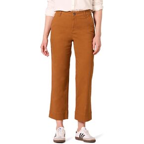 Amazon Essentials Women's High-Rise Slim-Fit Ankle-Length Wide-Leg Khaki Pant