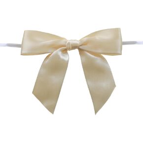 Guzon 50 Pack 3.6" Champagne Christmas Bows Satin Ribbon Pretied Bows for Craft Sewing Scrapbooking Wedding Favors and Gift Wrapping Decoration