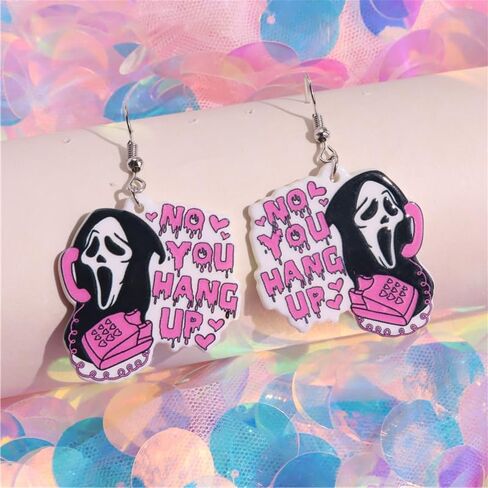 The skull of love Ghost Acrylic Earrings Halloween Stud Dangle Earrings,Horror Movie Earrings, Characters & Text Dangle Earrings Halloween Earrings in Saudi Arabia