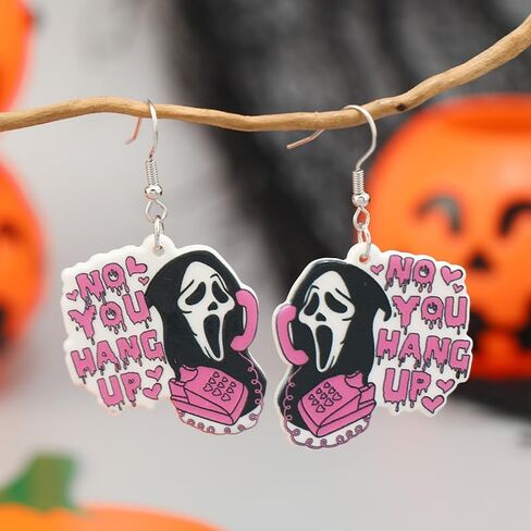 The skull of love Ghost Acrylic Earrings Halloween Stud Dangle Earrings,Horror Movie Earrings, Characters & Text Dangle Earrings Halloween Earrings in Saudi Arabia
