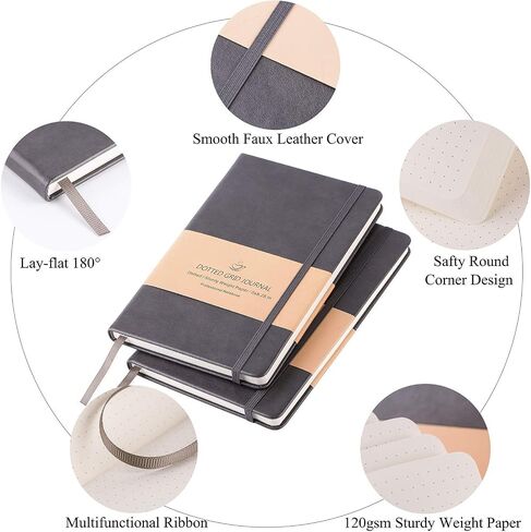 Dotted Grid Notebook/Journal - Dot Grid Hard Cover Notebook, Premium Thick Paper with Fine Inner Pocket, Mint Smooth Faux Leather, 5''×8.25'' in Saudi Arabia