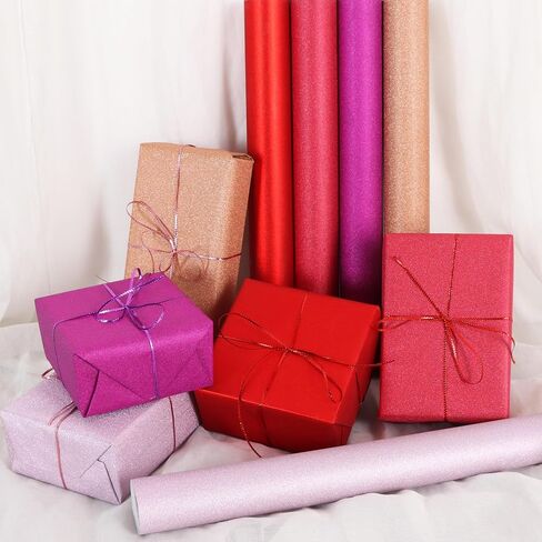 BEISHIDA Champagne Gold Gift Wrapping Paper Glitter Wrapping Paper Roll Solid Color Glitter Sparkle Gift Wrap Paper,Packing Paper for Wedding,Birthday,Christmas Wrapping Paper(17inchesX32.8ft) in Kuwait