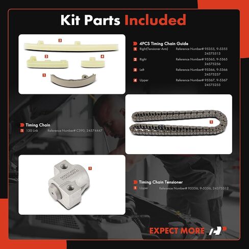 A-Premium 6PCS Engine Timing Chain Kit W/Tensioner & Guide Compatible with Chevrolet, Buick, Oldsmobile & Pontiac - Malibu 1997-1999, Cavalier, Skylark, Achieva, Alero, Grand Am, Sunfire - L4 2.4L in Saudi Arabia