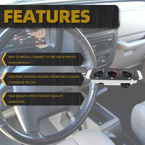 Dasbecan 55056558AA وحدة التحكم في المناخ HVAC لوحة مفاتيح التحكم في تكييف الهواء والسخان متوافقة مع Jeep Wrangler TJ 2005-2006 يستبدل # 55056558AB SM2141 in Saudi Arabia