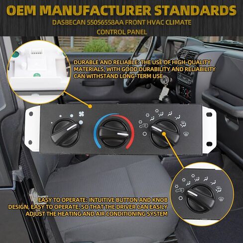 Dasbecan 55056558AA وحدة التحكم في المناخ HVAC لوحة مفاتيح التحكم في تكييف الهواء والسخان متوافقة مع Jeep Wrangler TJ 2005-2006 يستبدل # 55056558AB SM2141 in Saudi Arabia