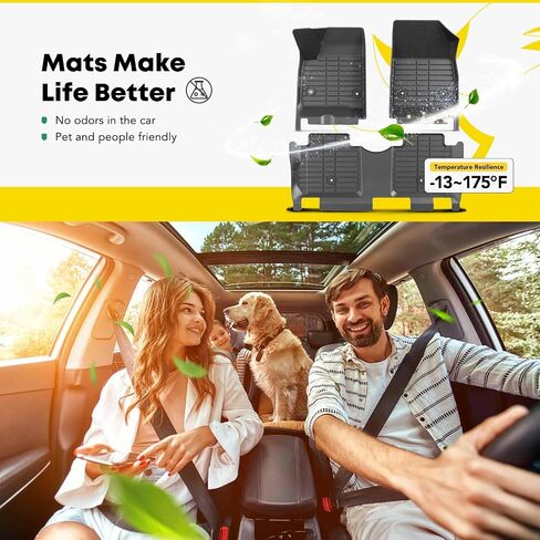 YHTAUTO Floor Mats Fit 2017-2024 Cadillac XT5 GMC Acadia, 2019-2024 Chevrolet Blazer, TPE All Weather Car Mats Waterproof Anti-Slip Odorless Floor Liner, Front & 2nd Row Liner in Kuwait