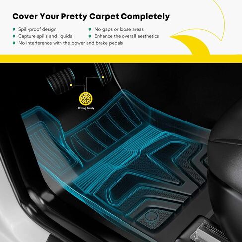 YHTAUTO Floor Mats Fit 2017-2024 Cadillac XT5 GMC Acadia, 2019-2024 Chevrolet Blazer, TPE All Weather Car Mats Waterproof Anti-Slip Odorless Floor Liner, Front & 2nd Row Liner in Kuwait