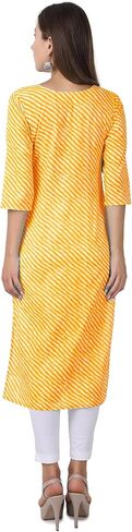 ladyline Women's Cotton Tunic Top Kurti - Ethnic Leheriya Printed Embroidered Sequins Indian Kurta in Saudi Arabia