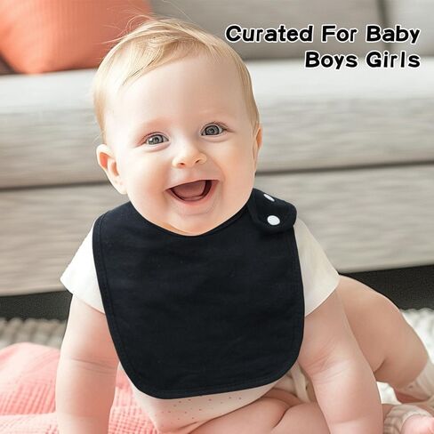 8 Pack Baby Bibs Unisex Adjustable with Snaps Ultra Soft Absorbent Drooling Teething for Boys and Girls in Saudi Arabia