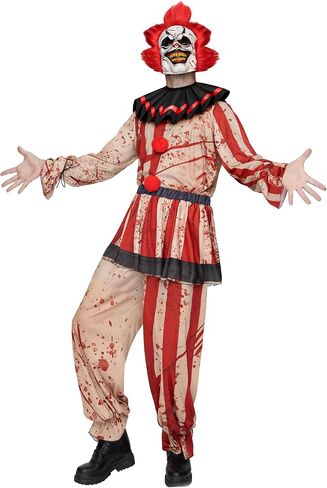 أزياء المهرج المخيف للبالغين من Spooktacular Creations، أزياء الهالوين للمهرج مع قناع المهرج المخيف، والجزء العلوي، والتنورة، والسراويل in Saudi Arabia
