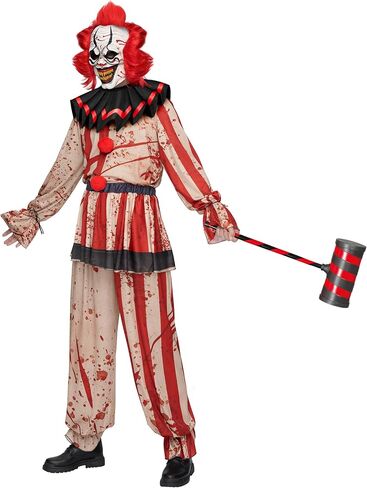 أزياء المهرج المخيف للبالغين من Spooktacular Creations، أزياء الهالوين للمهرج مع قناع المهرج المخيف، والجزء العلوي، والتنورة، والسراويل in Saudi Arabia