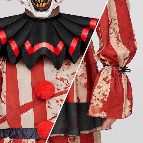 أزياء المهرج المخيف للبالغين من Spooktacular Creations، أزياء الهالوين للمهرج مع قناع المهرج المخيف، والجزء العلوي، والتنورة، والسراويل in Saudi Arabia