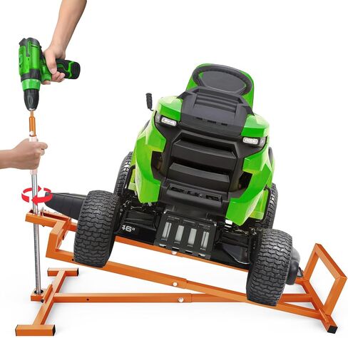 Lawn Mower Lift, Lifting Platform 992 Lbs Capacity for Garden Tractors and Lawn Mowers with Rotating Sleeve & Manual and Power Tool Handle (Alloy Iron) in Saudi Arabia
