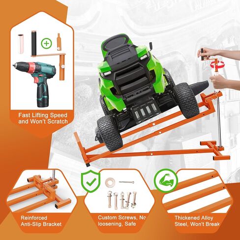 Lawn Mower Lift, Lifting Platform 992 Lbs Capacity for Garden Tractors and Lawn Mowers with Rotating Sleeve & Manual and Power Tool Handle (Alloy Iron) in Saudi Arabia