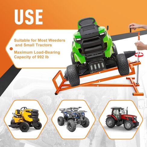 Lawn Mower Lift, Lifting Platform 992 Lbs Capacity for Garden Tractors and Lawn Mowers with Rotating Sleeve & Manual and Power Tool Handle (Alloy Iron) in Saudi Arabia