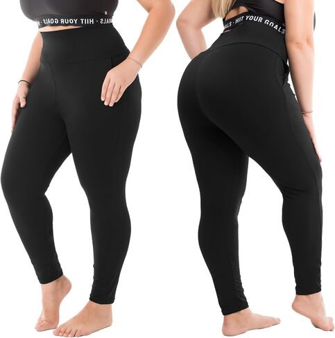 Walifrey Plus Size Leggings with Pockets for Women, High Waist Opaque Tummy Control Leggings in Saudi Arabia
