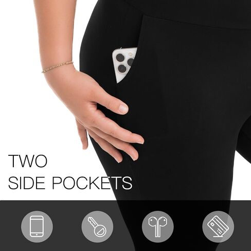 Walifrey Plus Size Leggings with Pockets for Women, High Waist Opaque Tummy Control Leggings in Saudi Arabia