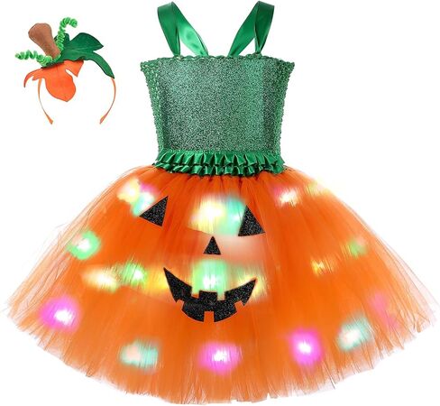 زي توتو دريمز LED على شكل قرع للفتيات والأطفال في الهالوين مع عصابة رأس in Kuwait