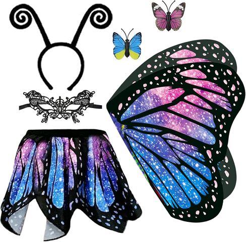 yamisan Butterfly Costumes for Girls, Kids Butterfly Wings with Skirt Dress Up for Halloween Party Costume Set in Saudi Arabia