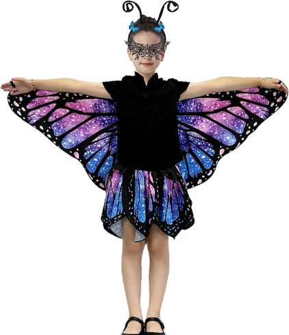 yamisan Butterfly Costumes for Girls, Kids Butterfly Wings with Skirt Dress Up for Halloween Party Costume Set in Saudi Arabia