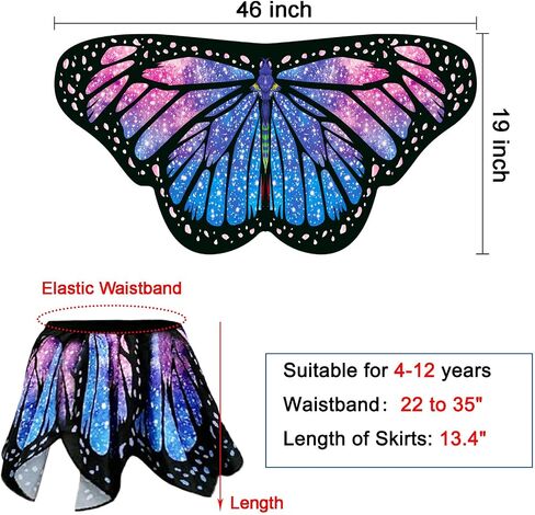 yamisan Butterfly Costumes for Girls, Kids Butterfly Wings with Skirt Dress Up for Halloween Party Costume Set in Saudi Arabia