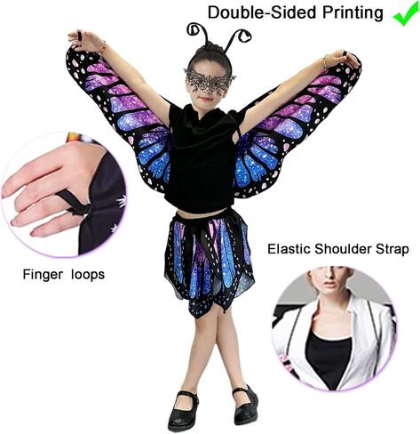 yamisan Butterfly Costumes for Girls, Kids Butterfly Wings with Skirt Dress Up for Halloween Party Costume Set in Saudi Arabia