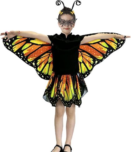 yamisan Butterfly Costumes for Girls, Kids Butterfly Wings with Skirt Dress Up for Halloween Party Costume Set in Saudi Arabia