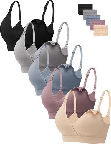 HBselect Nursing Bras for Breastfeeding, Seamless V Neck Maternity Bra Wireless Women Pregnancy Postpartum Bra Sleep Bralette in Kuwait