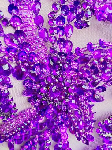 أحجار الراين اليدوية زين DIY Handsewing الخرز الترتر تقليم التصحيح فستان كتف واحد الملابس والاكسسوارات 10X22 بوصة (الشمبانيا، B) in Saudi Arabia