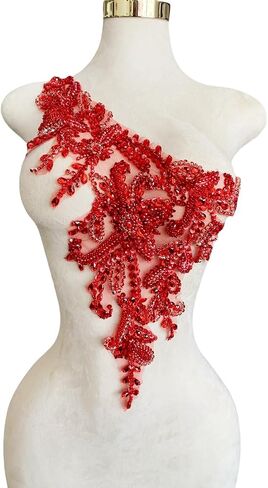 أحجار الراين اليدوية زين DIY Handsewing الخرز الترتر تقليم التصحيح فستان كتف واحد الملابس والاكسسوارات 10X22 بوصة (الشمبانيا، B) in Saudi Arabia