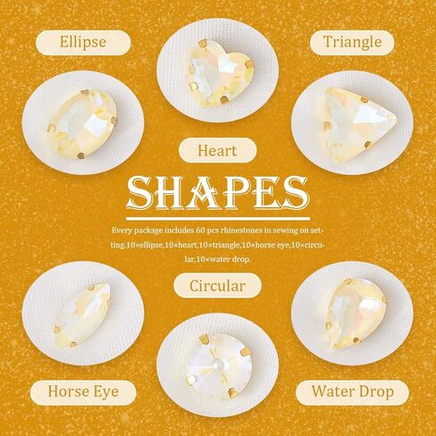 TANOSII خياطة على أحجار الراين 60 قطعة من أحجار الراين الزجاجية ذات الأشكال المختلطة مخيطة على الأحجار الكريمة الكريستالية بظهر مسطح عقلي مع مخلب ذهبي للمجوهرات والحرف اليدوية والملابس والأحذية التنكرية باللون الوردي in Kuwait