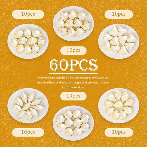 TANOSII خياطة على أحجار الراين 60 قطعة من أحجار الراين الزجاجية ذات الأشكال المختلطة مخيطة على الأحجار الكريمة الكريستالية بظهر مسطح عقلي مع مخلب ذهبي للمجوهرات والحرف اليدوية والملابس والأحذية التنكرية باللون الوردي in Kuwait