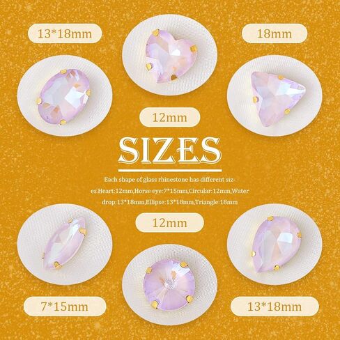 TANOSII Sew on Rhinestones 60 PCS Mixed Shapes Glass Rhinestones Sew on Crystal Gems Mental Flatback with Golden Claw for Jewelry Crafts Clothes Shoes Costume Garment Pink in Saudi Arabia