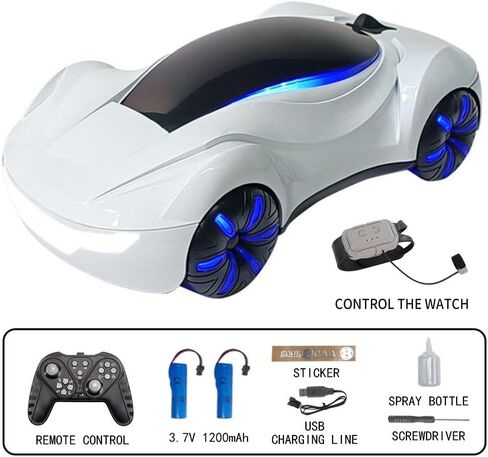 Remote Control Car, Gesture Sensing RC Sunt Car, 2.4GHz RC Drift Car for Kids with Spray Light and Sound, 360?Rotating Side Drifting RC Cars Birthday Gifts for Boys Girls, 2 Batteries (White) in Saudi Arabia