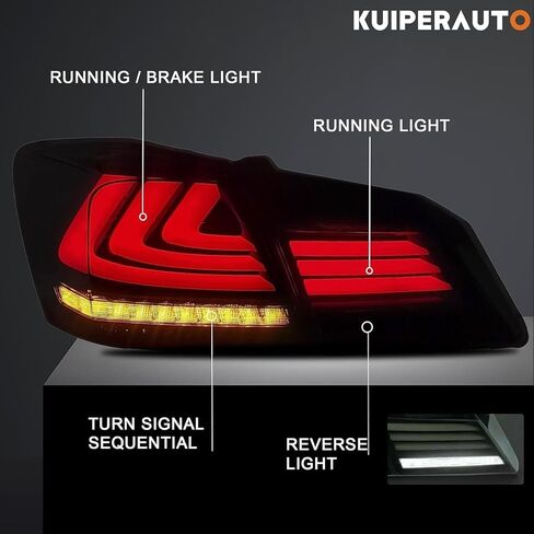 LED Tail Lights Assembly Compatible for 2013-2015 Honda Accord 9th Gen Sedan Smoke Lens Taillight Rear Lamp with Amber Sequential Turn Signal in Saudi Arabia