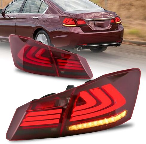 LED Tail Lights Assembly Compatible for 2013-2015 Honda Accord 9th Gen Sedan Smoke Lens Taillight Rear Lamp with Amber Sequential Turn Signal in Saudi Arabia
