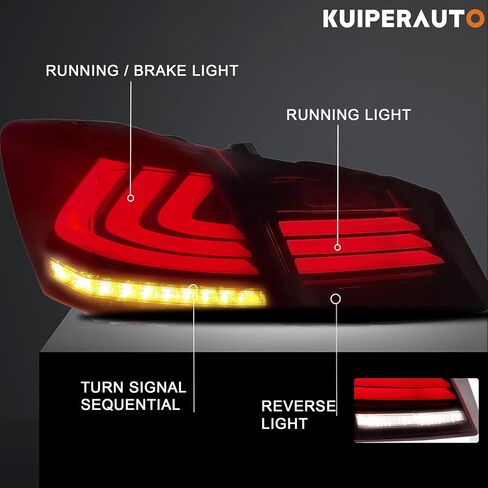 LED Tail Lights Assembly Compatible for 2013-2015 Honda Accord 9th Gen Sedan Smoke Lens Taillight Rear Lamp with Amber Sequential Turn Signal in Saudi Arabia