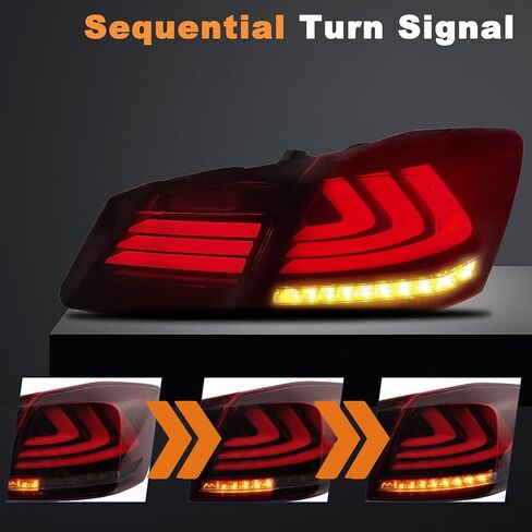 LED Tail Lights Assembly Compatible for 2013-2015 Honda Accord 9th Gen Sedan Smoke Lens Taillight Rear Lamp with Amber Sequential Turn Signal in Saudi Arabia
