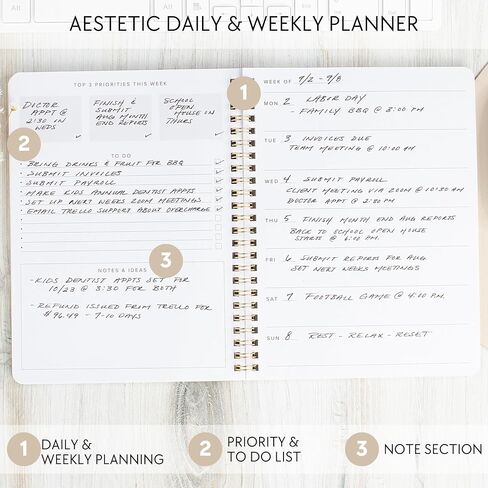 Beautiful Daily and Weekly Planner - To Do List Notebook to Easily Organize Your Agendas And Boost Productivity in School Or At Work - Stylish College or Office Supplies For Women in Saudi Arabia