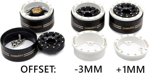 HOBBYSOUL Brass 1.0 Beadlock Wheels and Tires 64mm Tall Soft Sticky Tyres Adjustable Offset Rims for RC Micro Crawler 1/18 TRX4M 1/24 SCX24 Upgrades, HS701463 in Saudi Arabia
