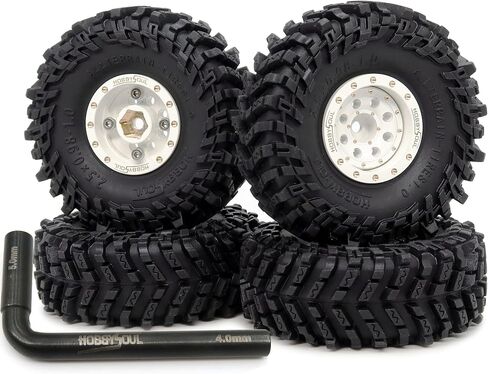 HOBBYSOUL Brass 1.0 Beadlock Wheels and Tires 64mm Tall Soft Sticky Tyres Adjustable Offset Rims for RC Micro Crawler 1/18 TRX4M 1/24 SCX24 Upgrades, HS701463 in Saudi Arabia