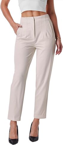 heipeiwa Women's High Waisted Work Business Trousers Pleated Office Slacks Pants Crop Dress Pant in Kuwait
