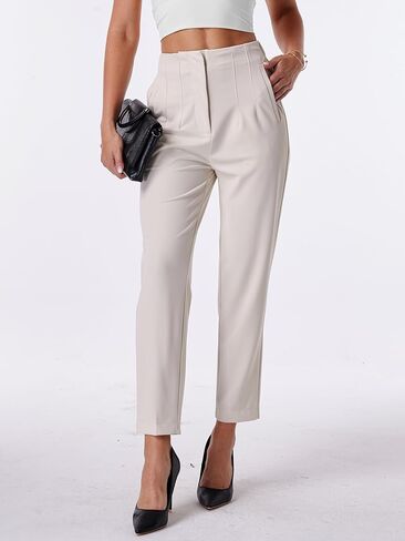 heipeiwa Women's High Waisted Work Business Trousers Pleated Office Slacks Pants Crop Dress Pant in Kuwait